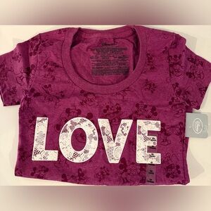 Disney Ladies Tee - Purple with White Love Design